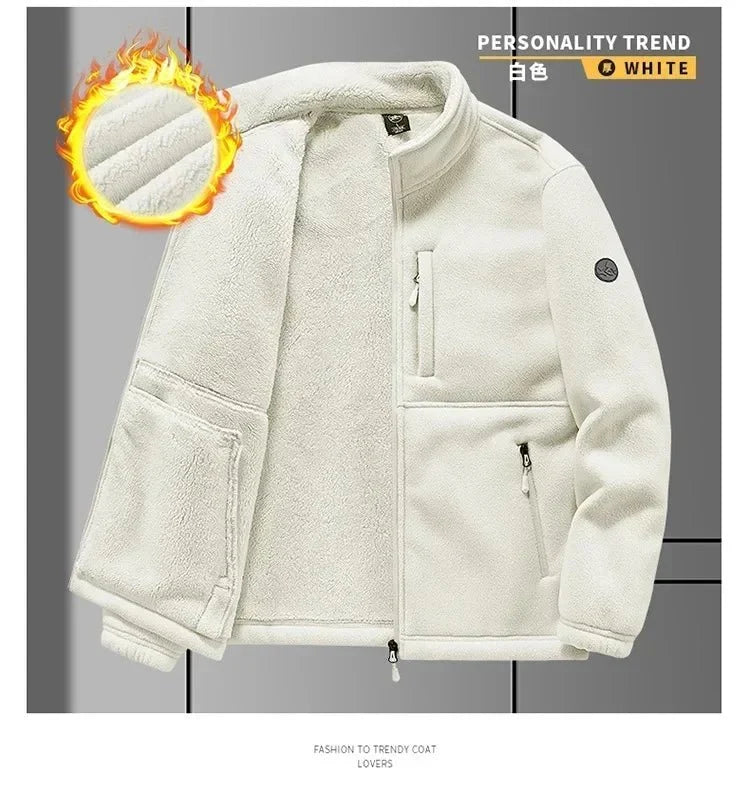 Men's fleece-lined winter jacket in plus sizes from TrendLux Wear, zip-up hooded casual coat, warm and comfortable for cold weather.