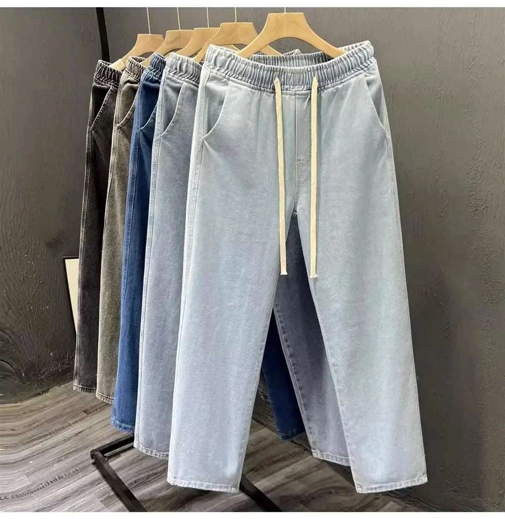 Men's vintage loose straight-leg jeans by TrendLux Wear, made of durable cotton denim, suitable for casual spring and autumn wear.