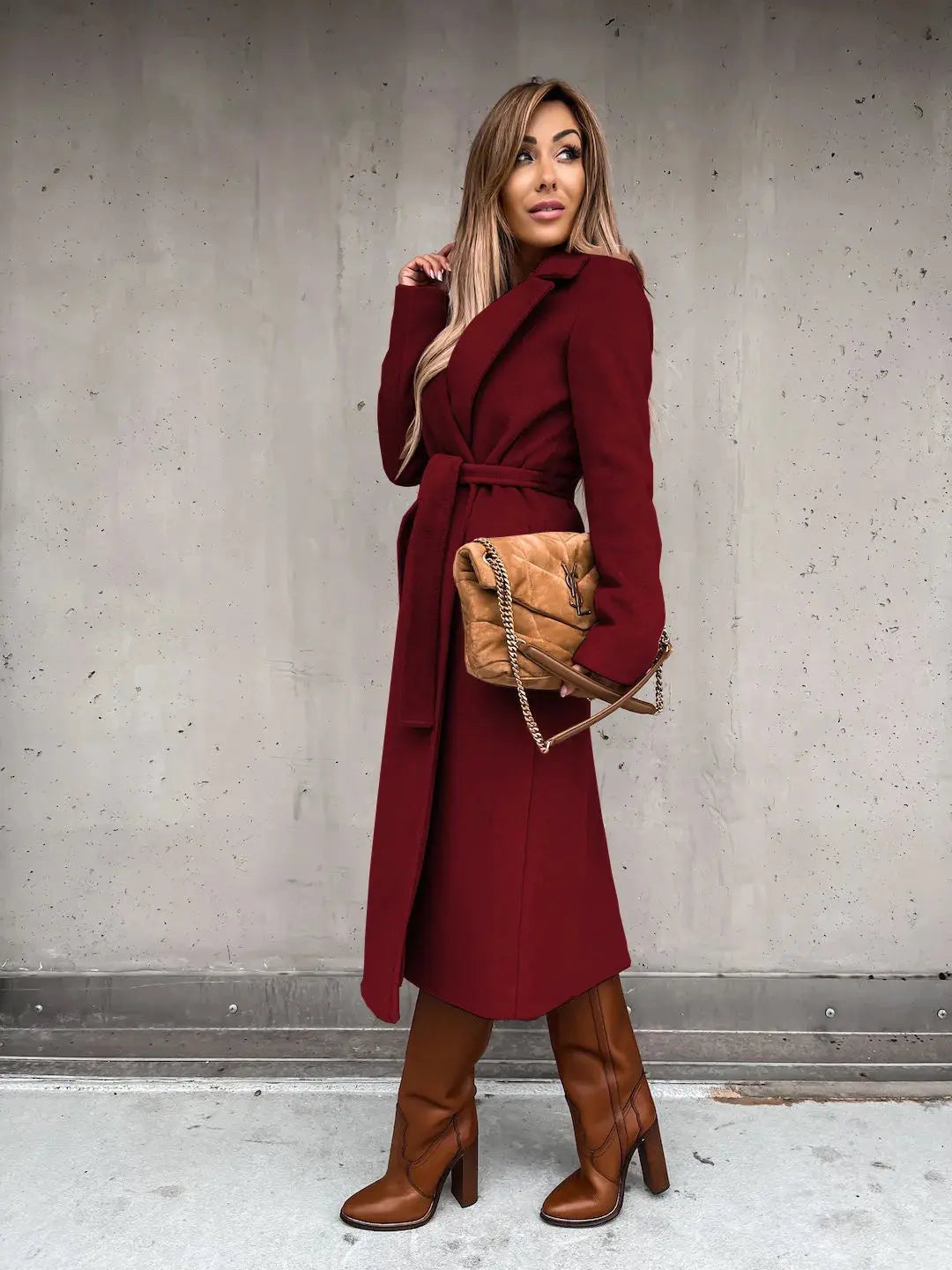 TrenLux Wear Women's Solid Woolen Lapel Coat — Long Sleeve Loose Fit Autumn Winter Coat TrenLux Wear