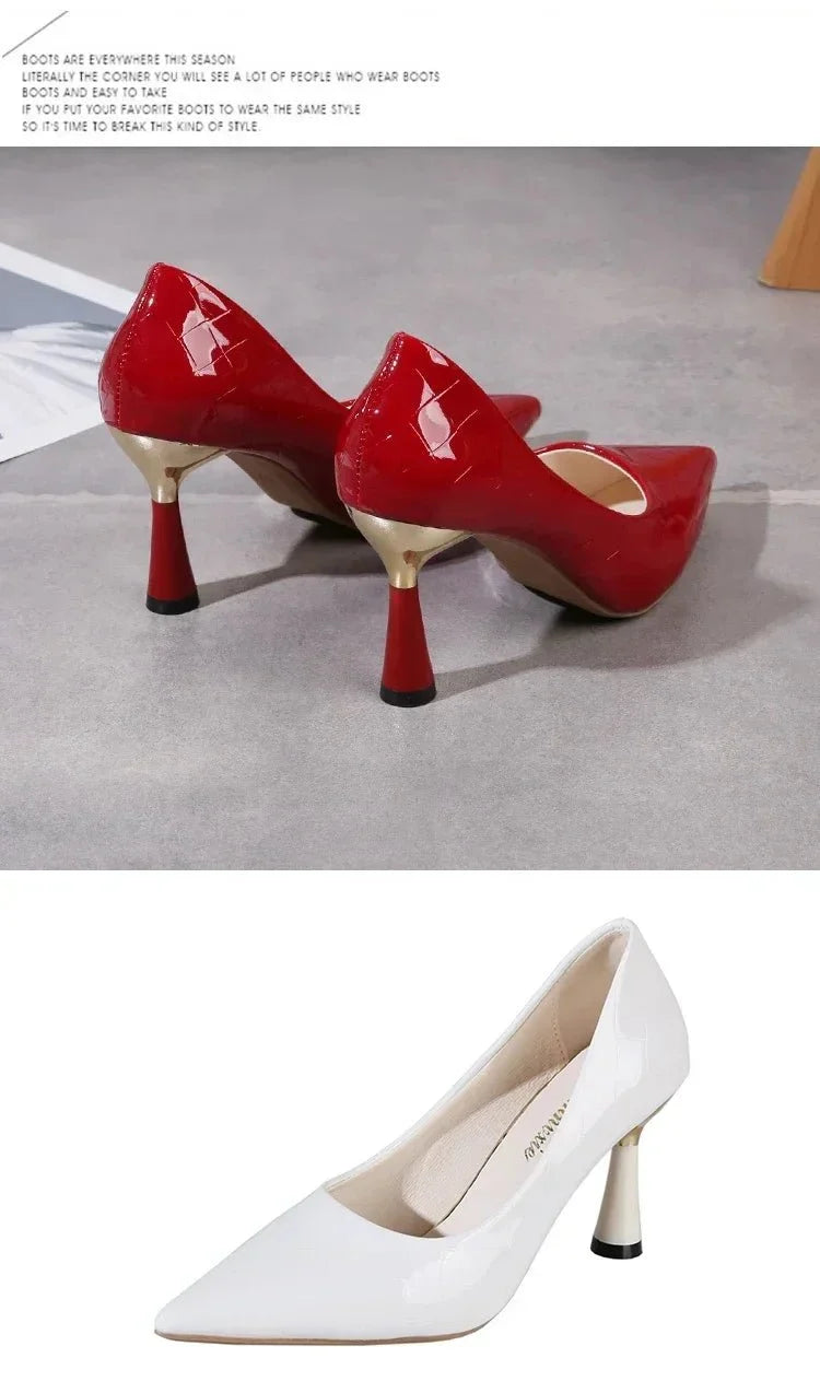 Women's Pointed Toe Stiletto Pumps | Slip-On High Heels for Office & Dress | Black Red White - TrendLux Wear