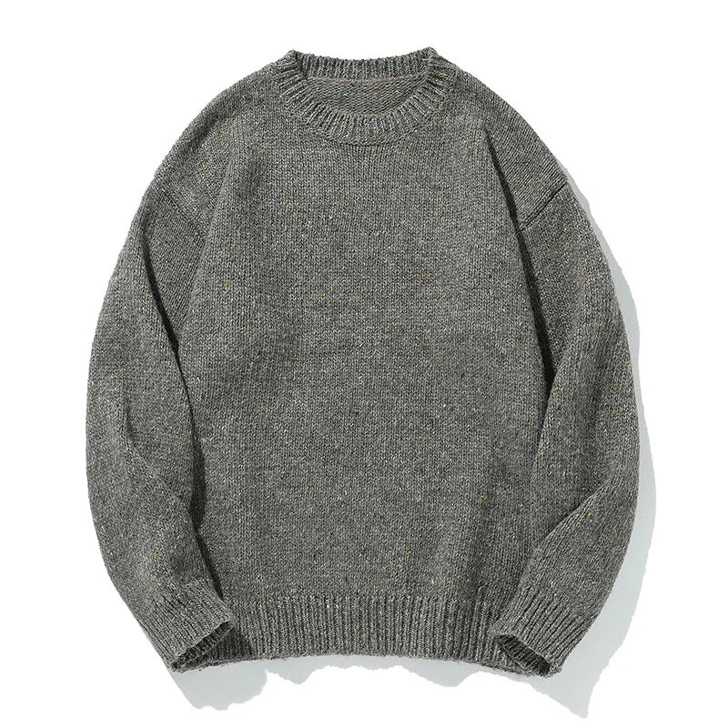 Men's oversized round neck pullover sweater by TrendLux Wear in warm polyester knit, available in three colors.