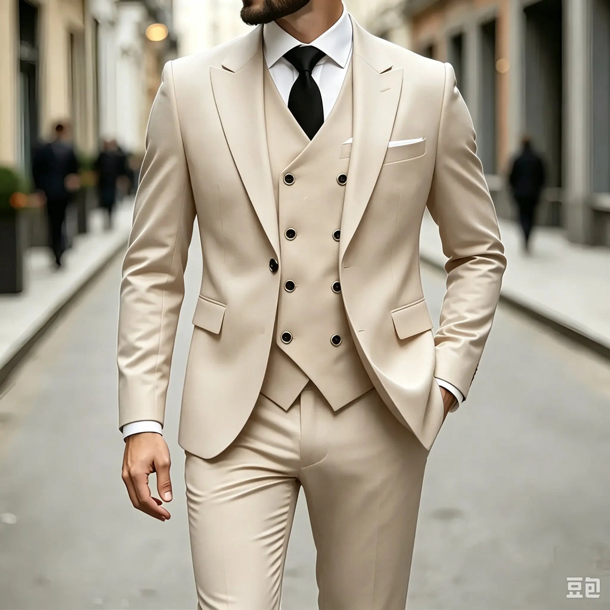 Men's Peak-Lapel Three-Piece Tuxedo Suit