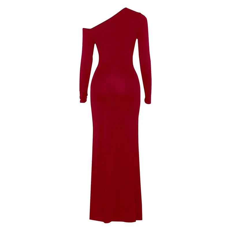 TrendLux Women's Polyester-Elastane Knit One-Shoulder Backless Slim Club Dress