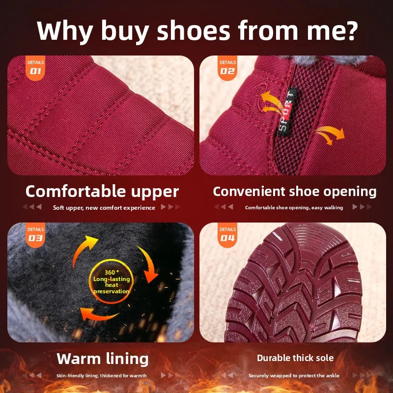 Women’s Plush Winter Snow Boots – Warm Slip-On Ankle Booties with Rubber Sole