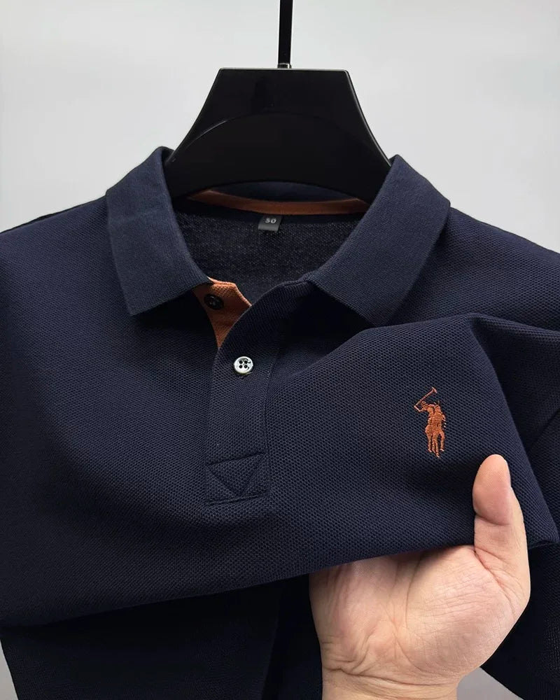 Men's Smart-Casual Embroidered Cotton Polo