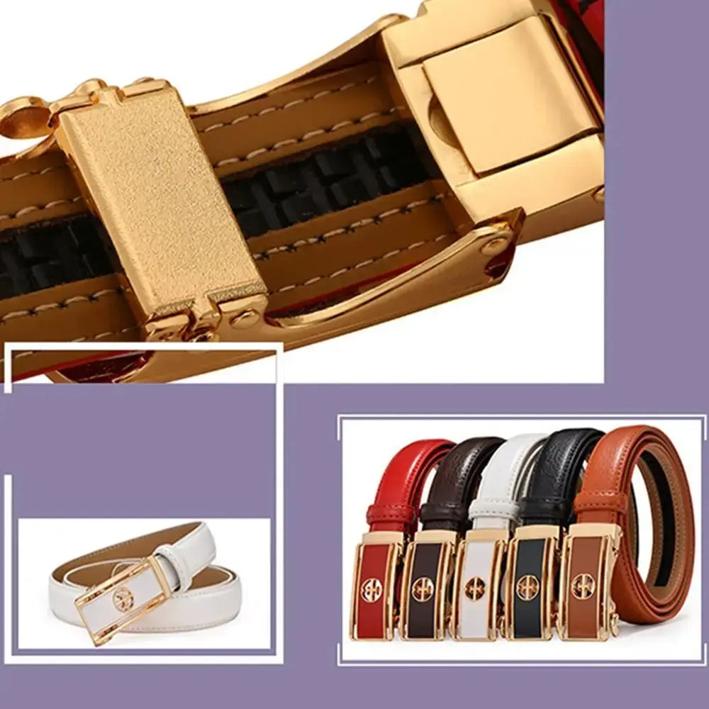 Women's Luxury Genuine Leather Belt — Automatic Buckle Waistband (105 cm) TrenLux Wear
