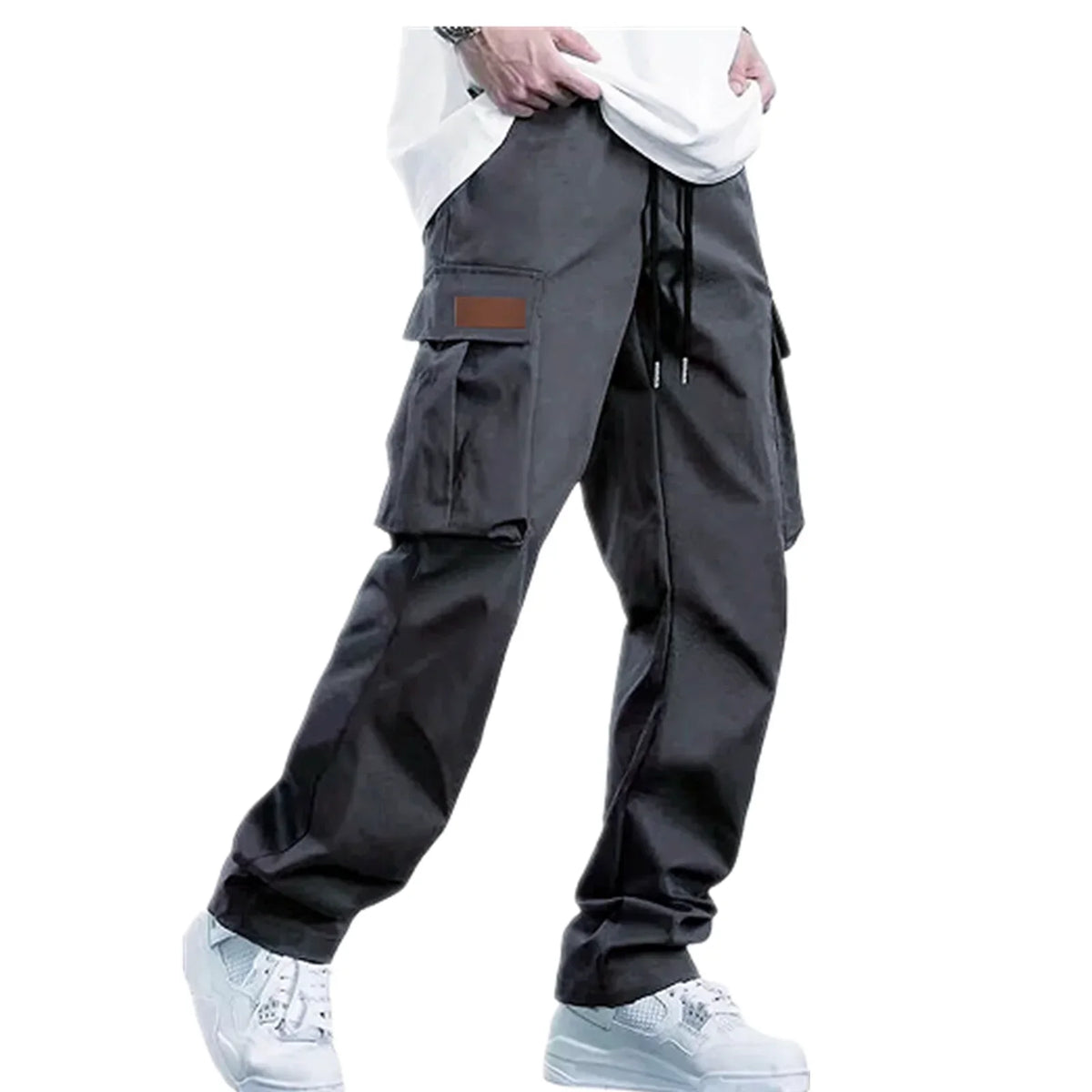 Men's loose straight cargo pants by TrendLux Wear with multiple pockets, shown in a versatile workwear style and color options.