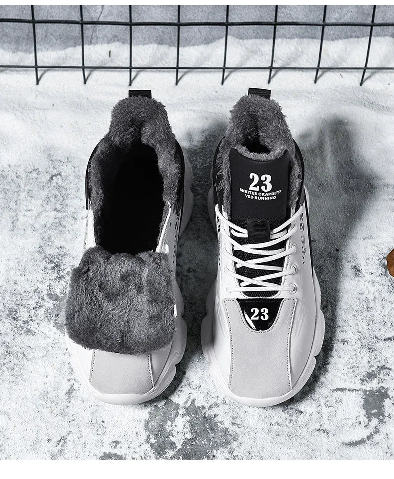 Men's Waterproof Winter Plush Sneaker Boots – Non-Slip Warm Snow Shoes