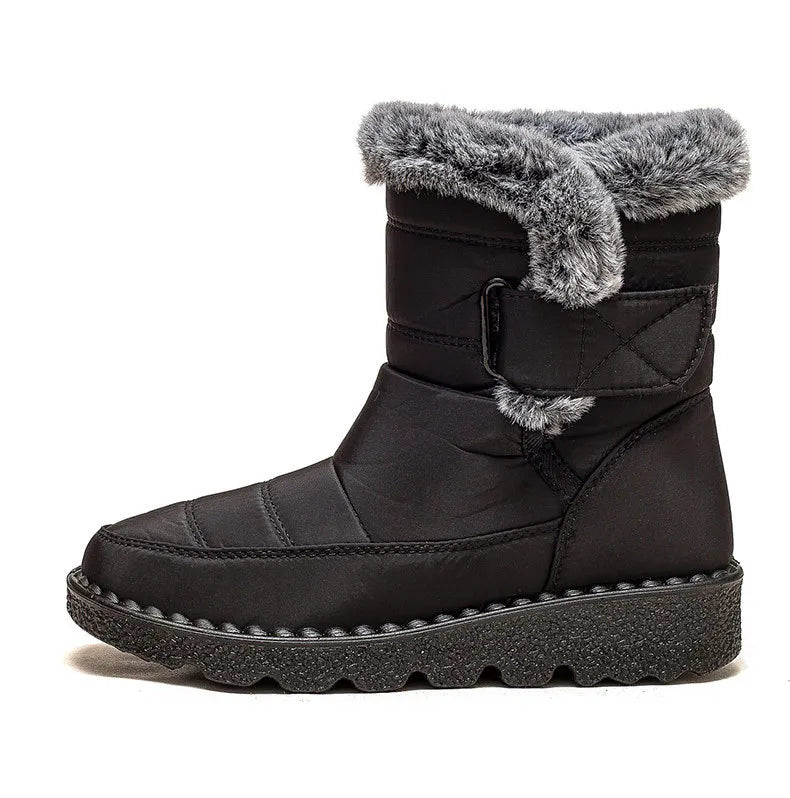 Women’s Mid-Calf Fur Lined Snow Boots – Warm Winter Walking Boots with Hook & Loop
