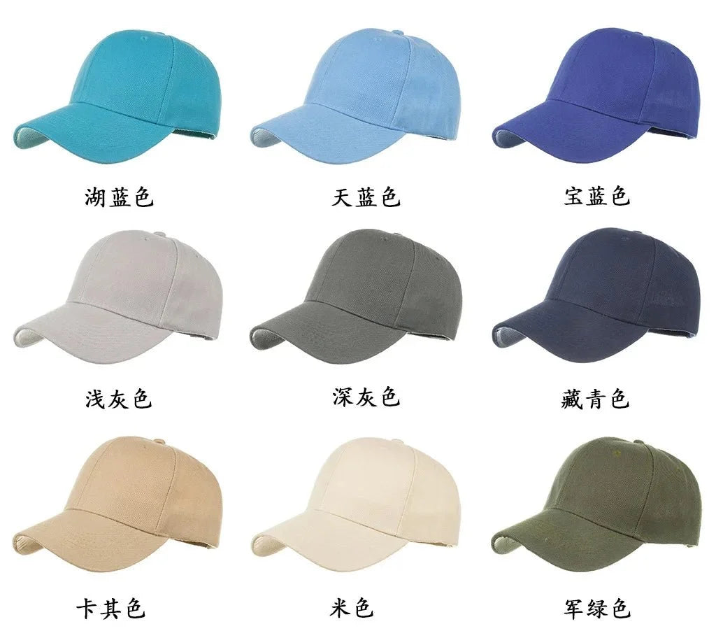 Unisex solid color baseball cap by TrendLux Wear featuring a 5-panel structured design in various colors.