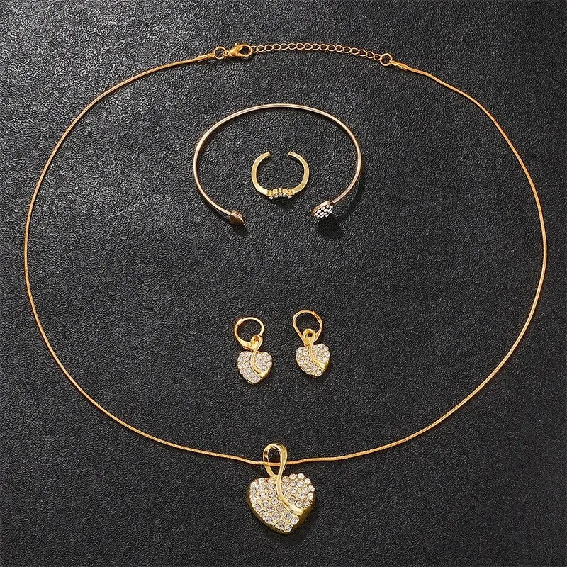 Women's rhinestone quartz watch and jewelry set by TrendLux Wear, featuring a sparkling watch and matching accessories.