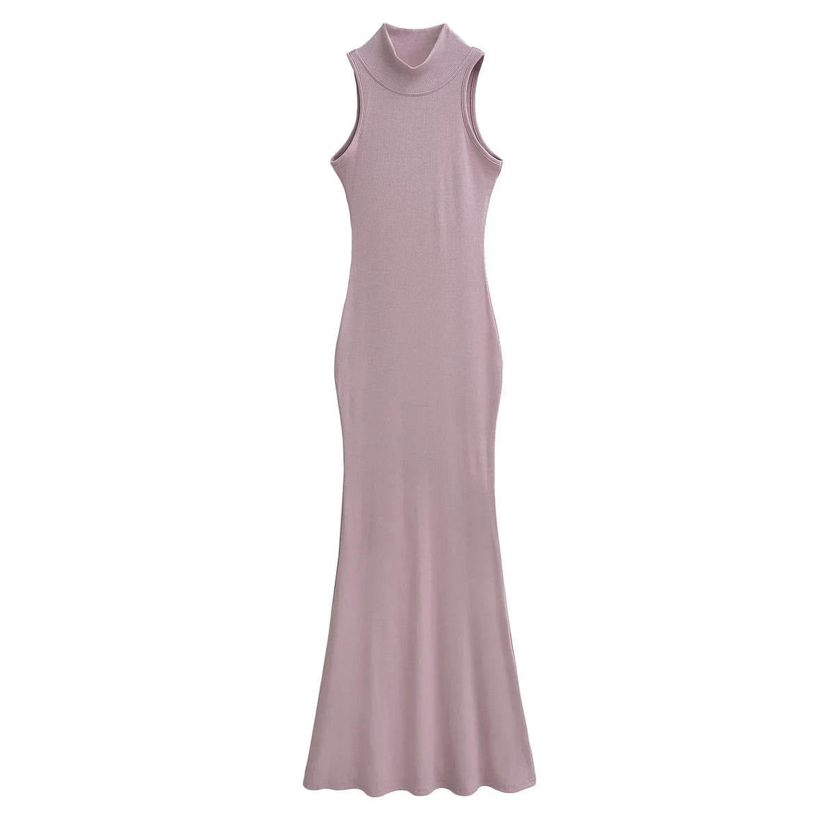 Women's knit turtleneck bodycon maxi dress by The Glow Sanctuary, featuring a fitted silhouette and ankle-length design.