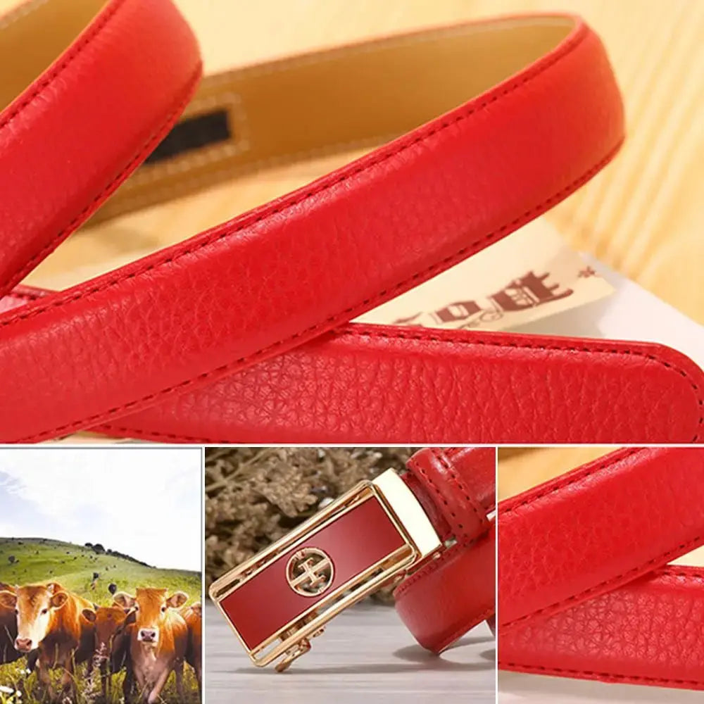 Women's Luxury Genuine Leather Belt — Automatic Buckle Waistband (105 cm) TrenLux Wear