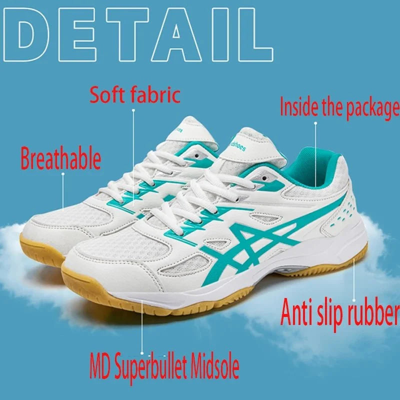 TrendLux Wear unisex anti-slip court sneakers for badminton and table tennis, featuring durable athletic shoes design.