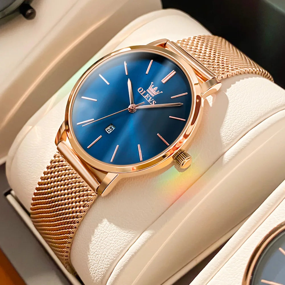 TrenLux Wear OLEVS Women's Rose Gold Luxury Stainless Steel Bracelet Quartz Gift Set TrenLux Wear