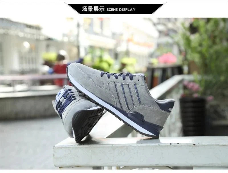 Men's luxury suede running sneakers by TrendLux Wear featuring breathable material and anti-odor design.