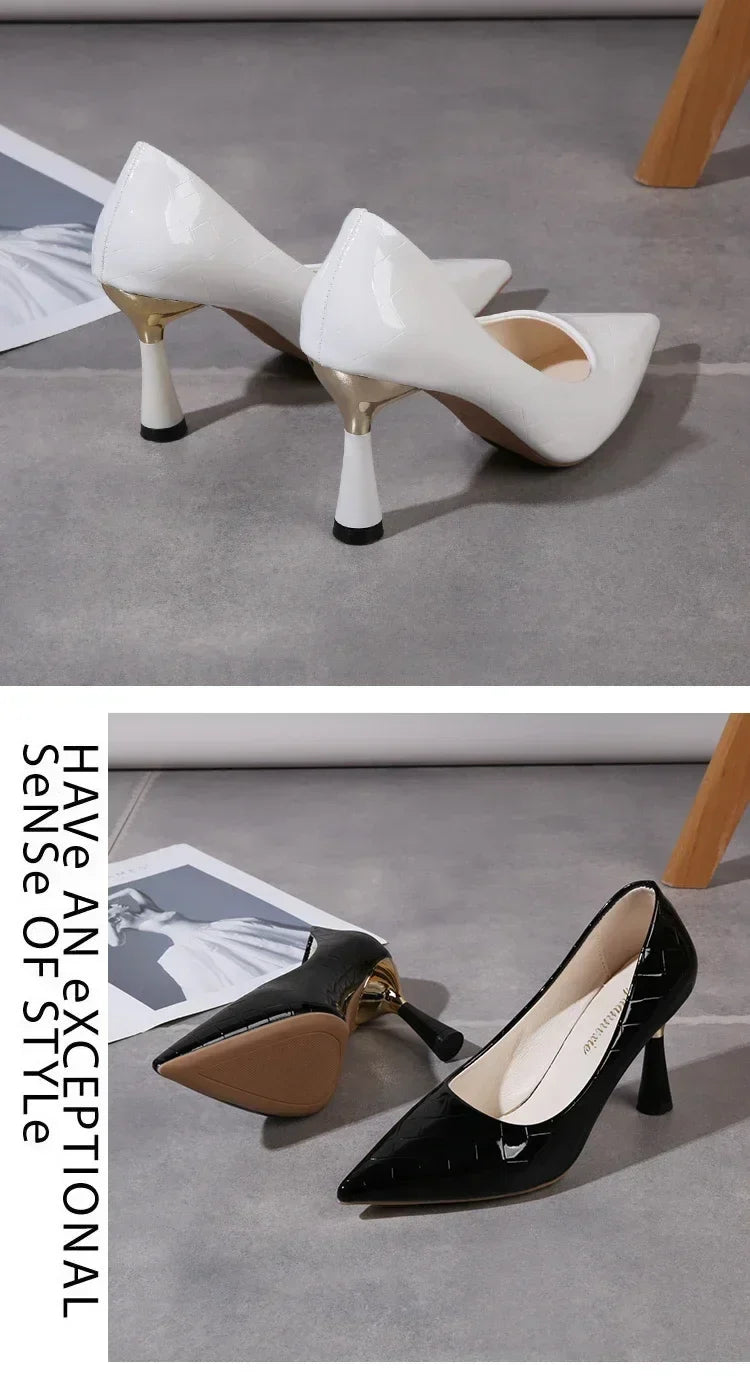 Women's Pointed Toe Stiletto Pumps | Slip-On High Heels for Office & Dress | Black Red White - TrendLux Wear