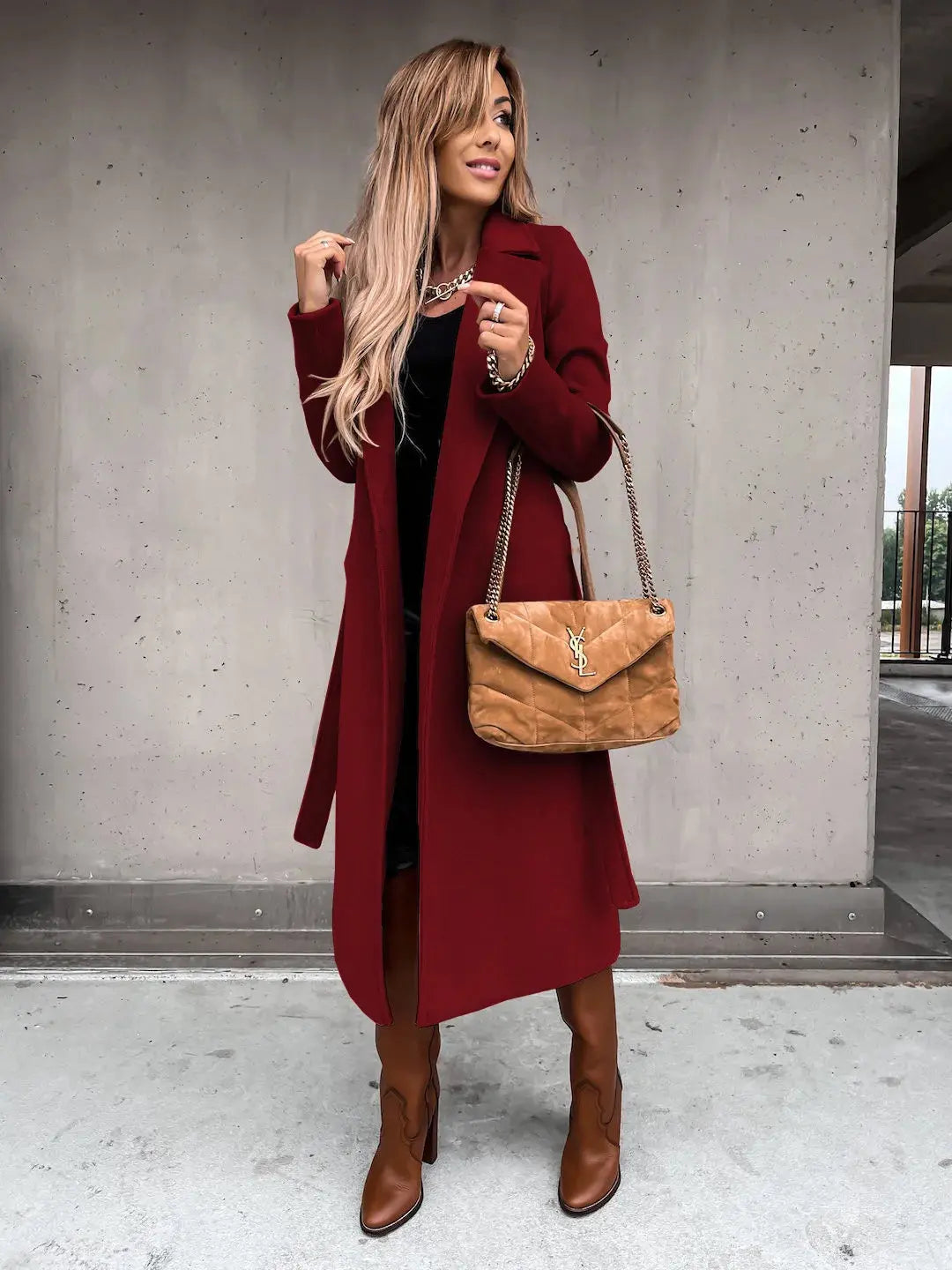 TrenLux Wear Women's Solid Woolen Lapel Coat — Long Sleeve Loose Fit Autumn Winter Coat TrenLux Wear