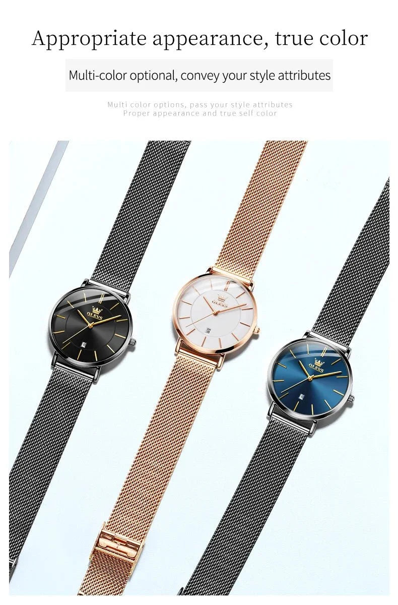 TrendLux Wear women's rose gold stainless steel bracelet watch with quartz movement, stylish and elegant for everyday wear.