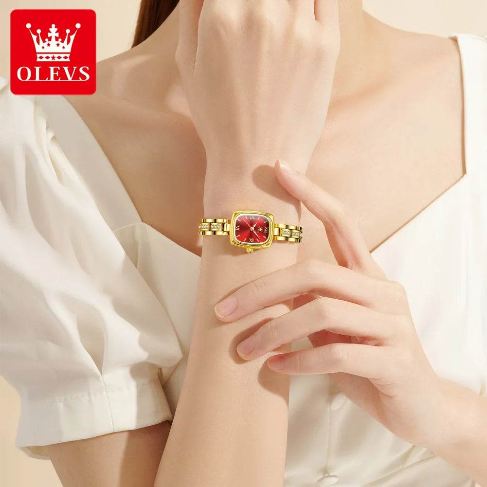 TrendLux OLEVS Women's Luxury Square Bracelet Luminous Waterproof Quartz Dress Watch