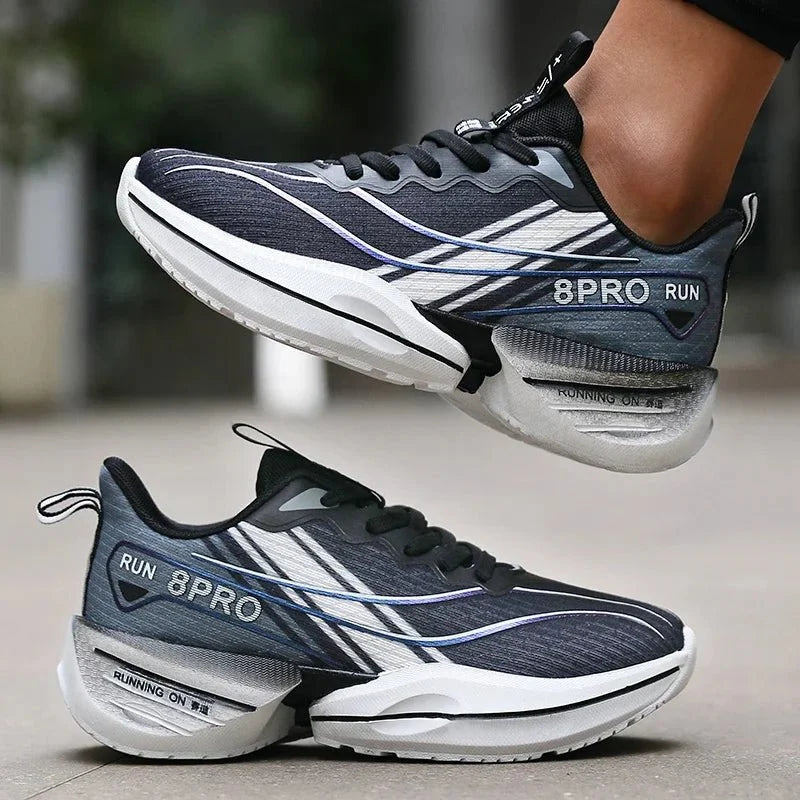 Men's breathable TrendLux Wear athletic tennis and running shoes with soft mesh soles and stylish carbon plate design.