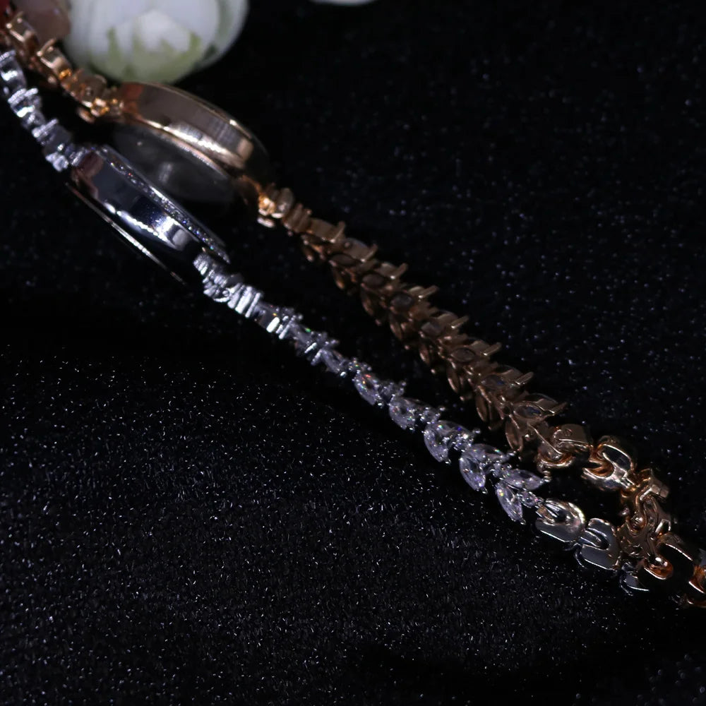 TrendLux Women's Crystal Claw-Setting Luxury Quartz Jewelry Bracelet Wristwatch