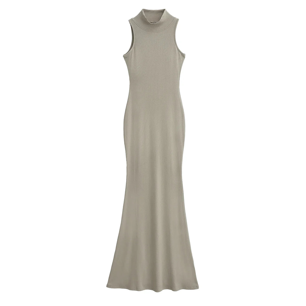 Women's knit turtleneck bodycon ankle-length maxi dress by The Glow Sanctuary, featuring a fitted design and cozy knit fabric.