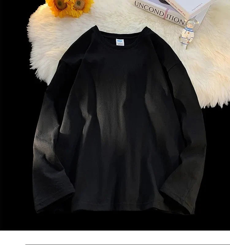 Unisex oversized long sleeve blank T-shirt from My Store 5 in various colors, casual streetwear style, size S to 3XL.