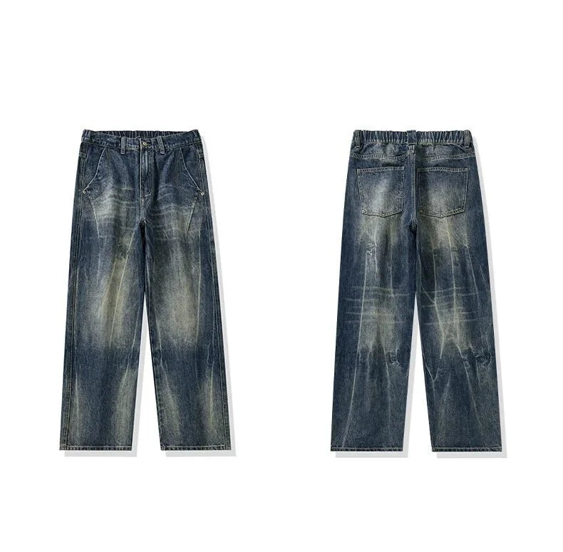 Men's loose straight-leg distressed jeans by TrendLux Wear, casual denim pants with ripped details and relaxed fit.