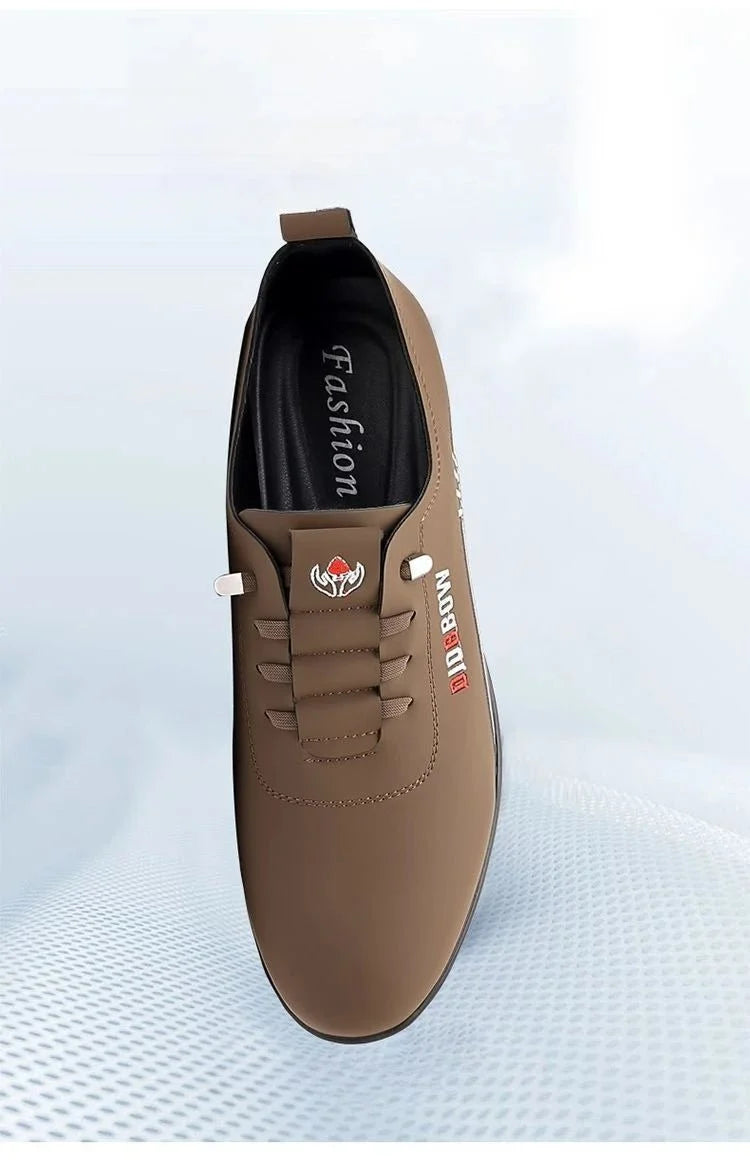 Men's soft sole leather loafers by TrendLux Wear, lightweight slip-on moccasin walking shoes with a sleek design.