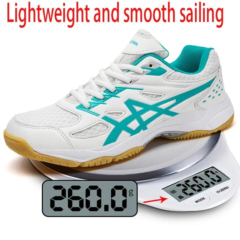 TrendLux Wear unisex anti-slip court sneakers designed for badminton and table tennis, featuring durable athletic shoe construction.