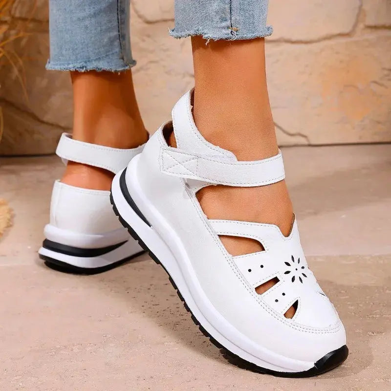TrenLux Wear Women's PU Buckle Strap Closed Toe Wedge Office & Career Sandals TrenLux Wear