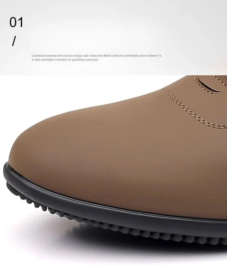 Men's lightweight slip-on leather loafers by TrendLux Wear featuring soft soles and moccasin-style design.