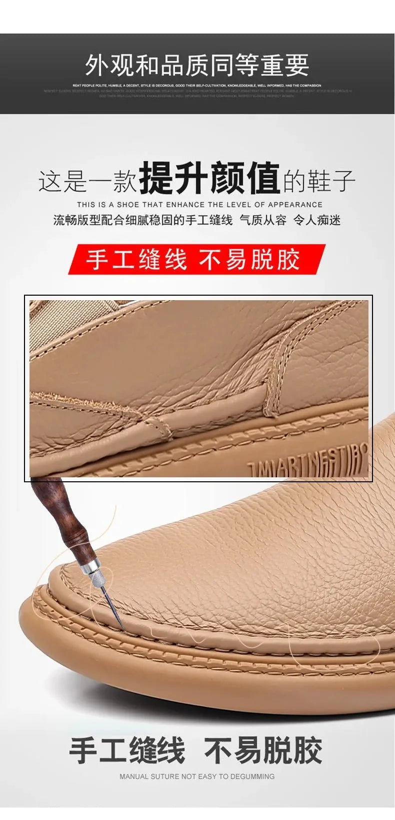 Men's genuine leather casual loafers by TrendLux Wear, slip-on flat shoes with breathable solid color design.