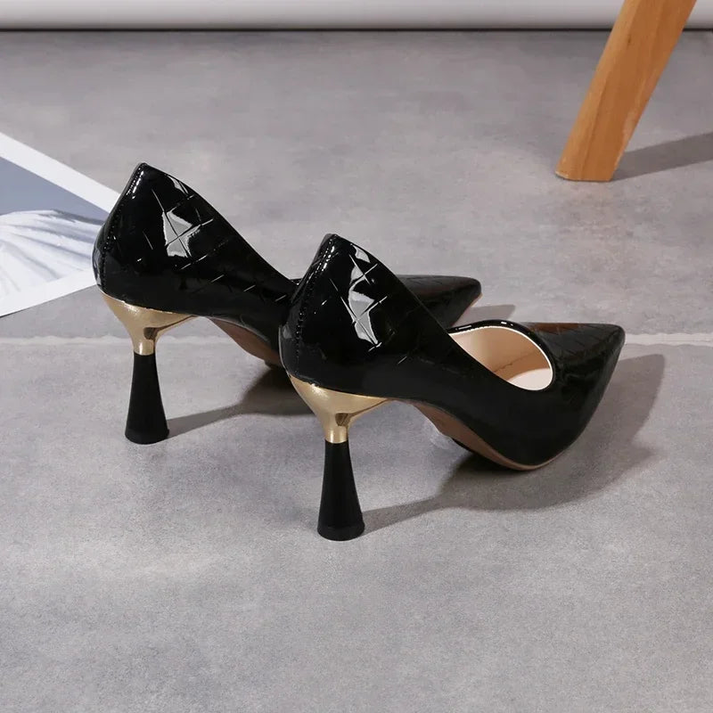 Women's Pointed Toe Stiletto Pumps | Slip-On High Heels for Office & Dress | Black Red White - TrendLux Wear