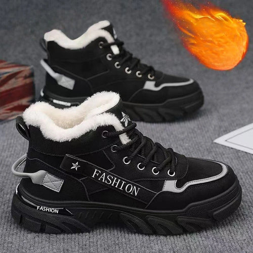 Men's Classic Retro Winter Snow Boots – Warm Plush Lace-Up Outdoor Shoes