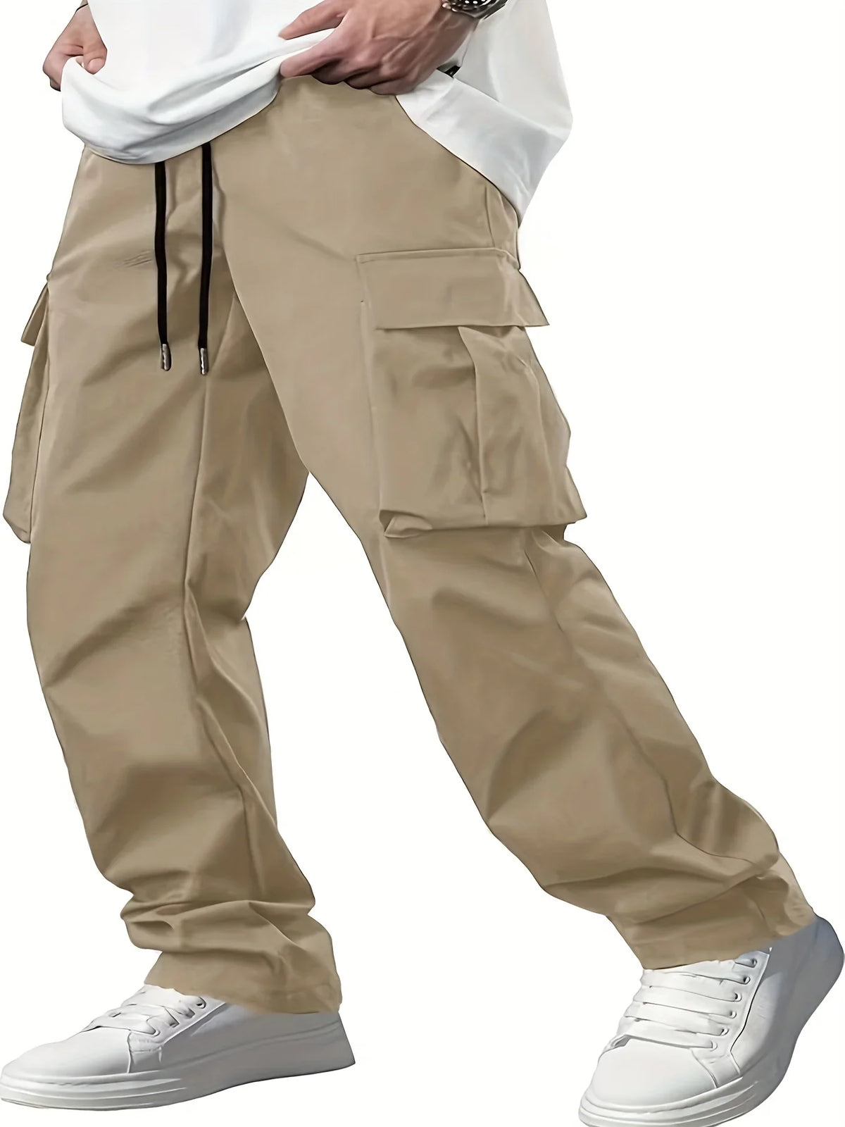 Men's loose straight cargo pants by TrendLux Wear featuring multiple pockets and durable workwear design in various colors.