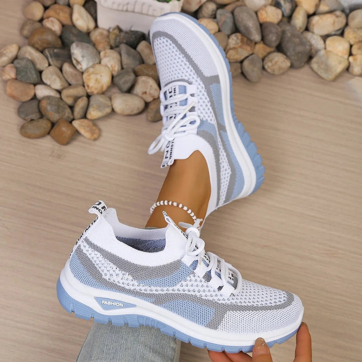 Women's Two-Tone Casual Sneakers | Lace-Up Fabric Low-Top Shoes | Summer 2026 - TrendLux Wear