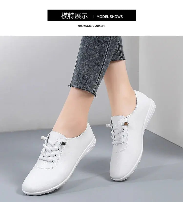 TrenLux Wear Women's Lace-Up Leather Loafers — Soft Moccasin Flat Shoes for Spring & Autumn TrenLux Wear