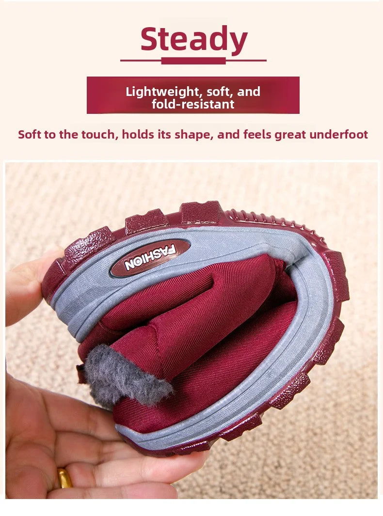 Women’s Plush Winter Snow Boots – Warm Slip-On Ankle Booties with Rubber Sole