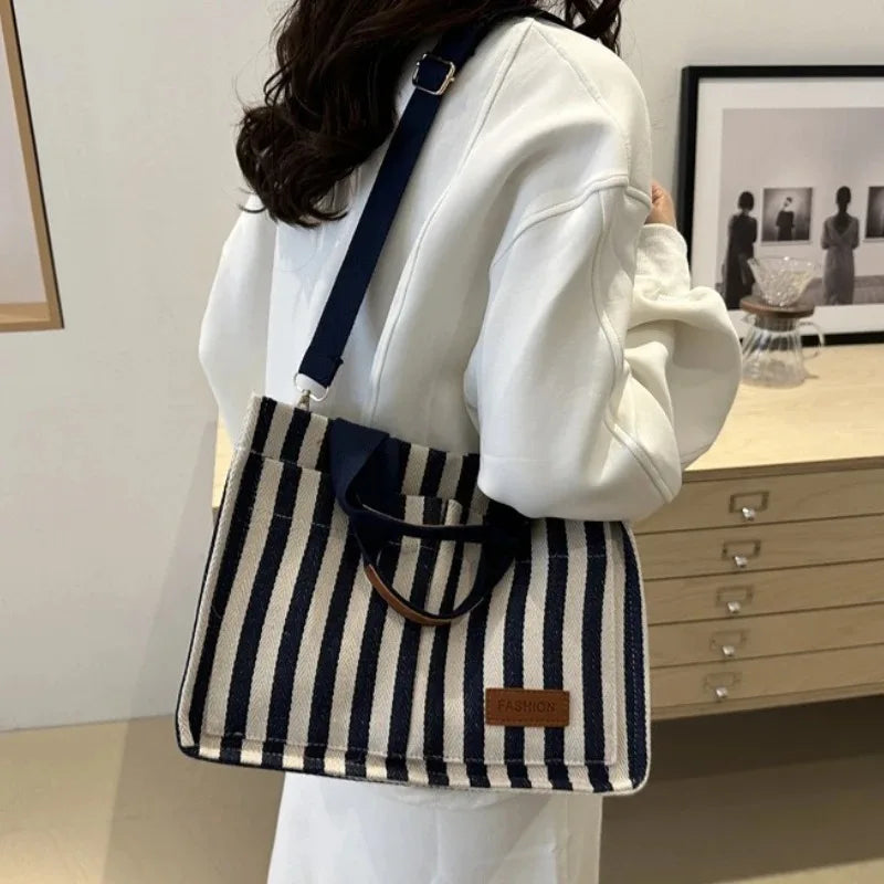 TrenLux Wear Women's Large Capacity Striped Shoulder Bag TrenLux Wear