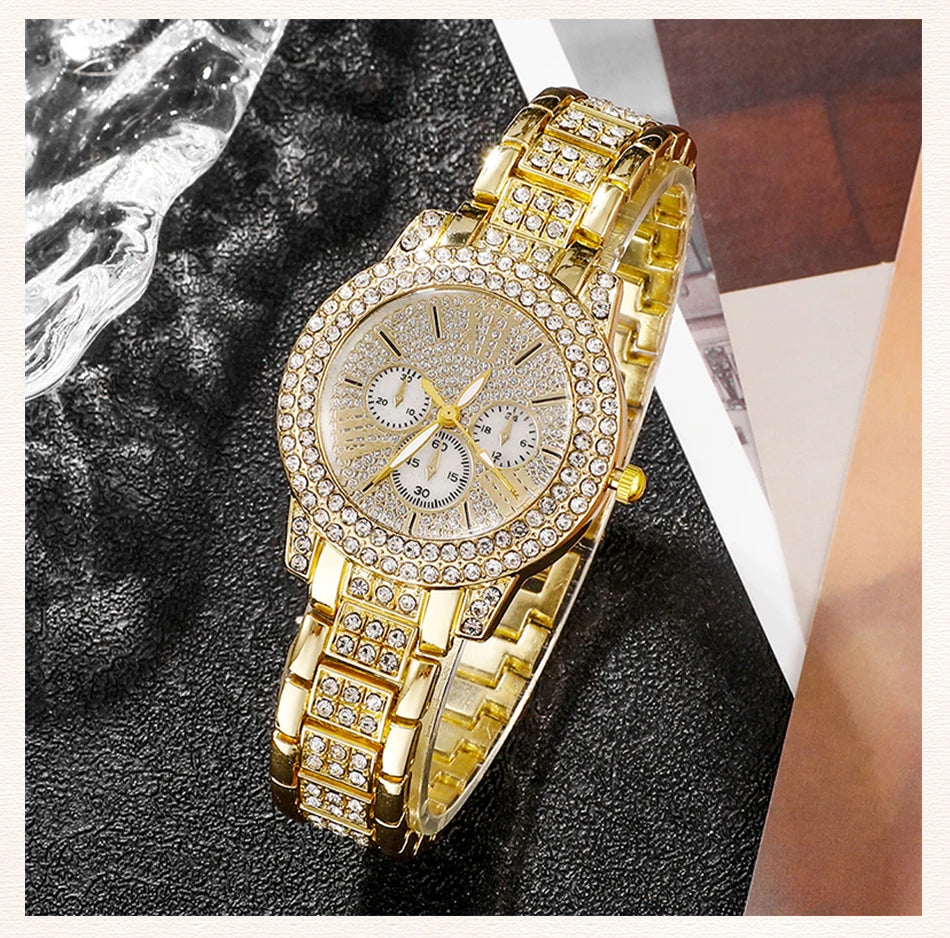 TrenLux Wear Women's Rhinestone Quartz Watch & Jewellery Set. TrenLux Wear