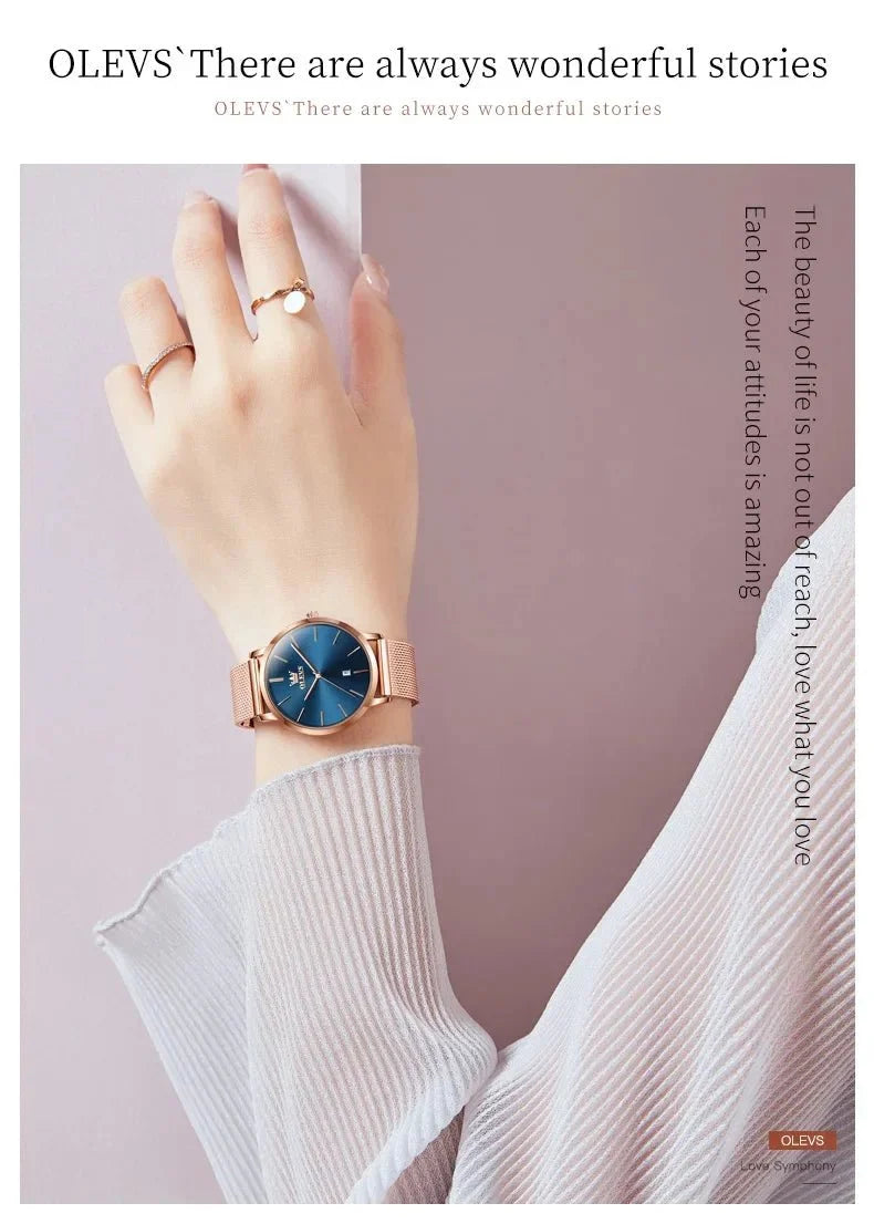 TrendLux Wear women's rose gold stainless steel bracelet watch with quartz movement, elegant jewelry gift accessory.