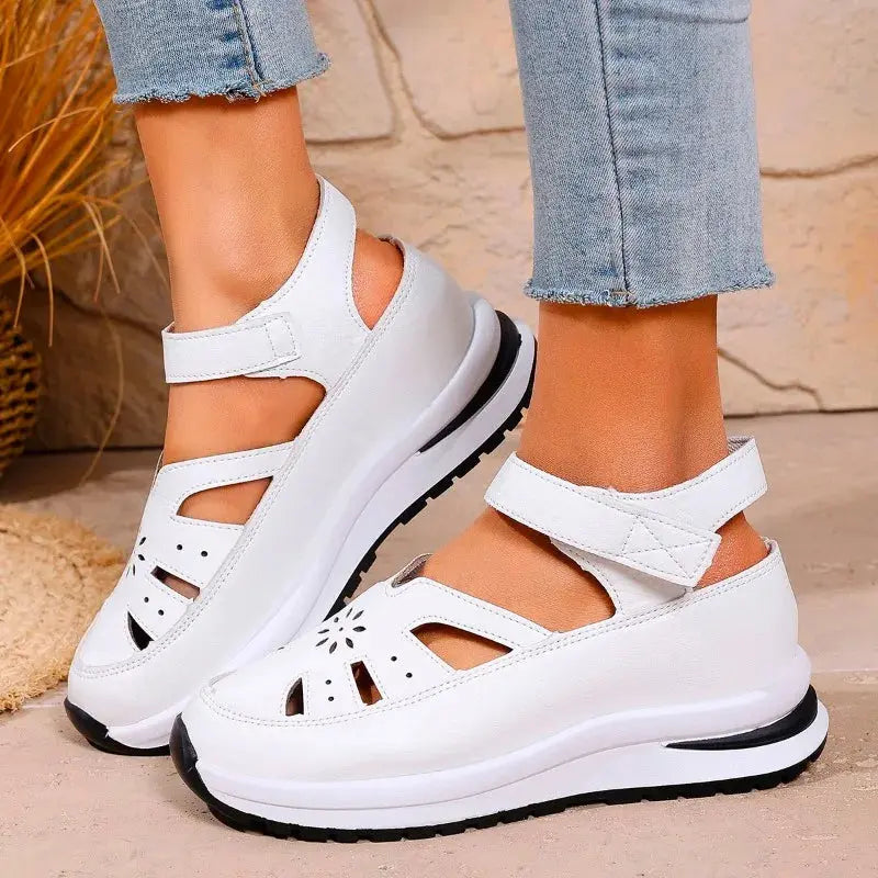TrenLux Wear Women's PU Buckle Strap Closed Toe Wedge Office & Career Sandals TrenLux Wear