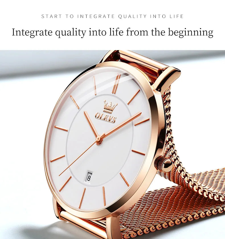 TrenLux Wear OLEVS Women's Rose Gold Luxury Stainless Steel Bracelet Quartz Gift Set TrenLux Wear