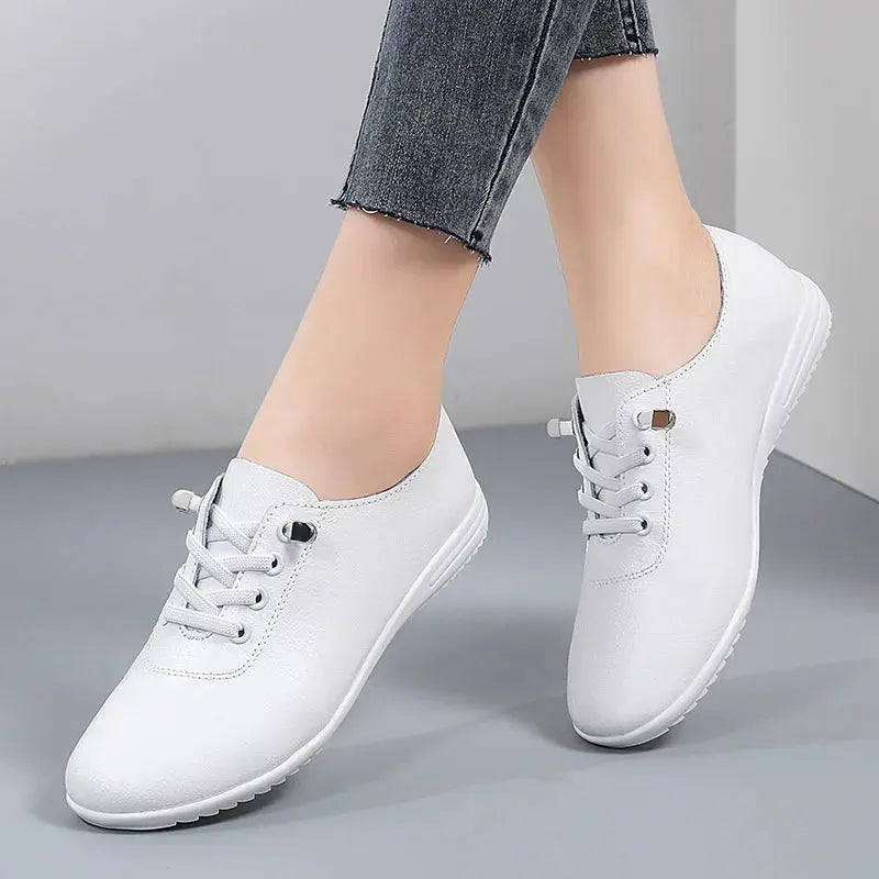 TrenLux Wear Women's Lace-Up Leather Loafers — Soft Moccasin Flat Shoes for Spring & Autumn TrenLux Wear