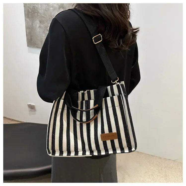 TrenLux Wear Women's Large Capacity Striped Shoulder Bag TrenLux Wear