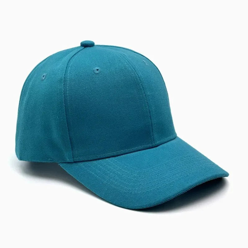 Unisex breathable sun-protective baseball cap with adjustable strap and hard brim, available in 22 colors by TrendLux Wear.