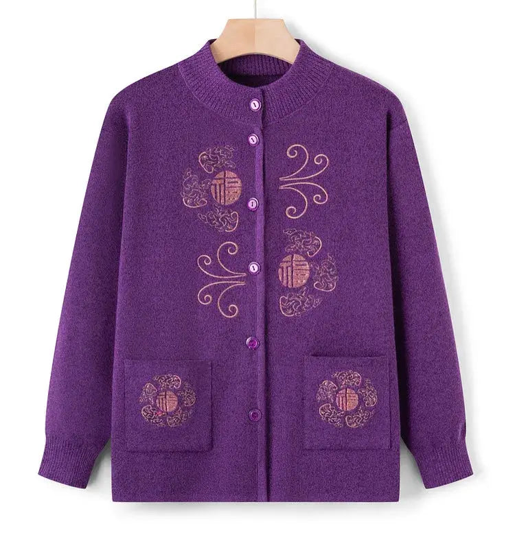 TrenLux Wear Women's Vintage Printed Knit Cardigan Coat — Wool Blend Outerwear, Sizes M–3XL TrenLux Wear