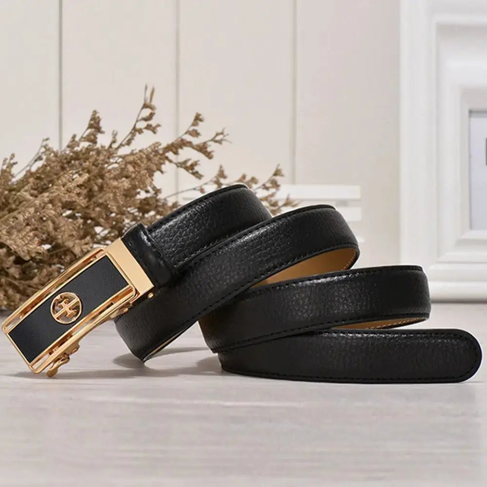 Women's Luxury Genuine Leather Belt — Automatic Buckle Waistband (105 cm) TrenLux Wear